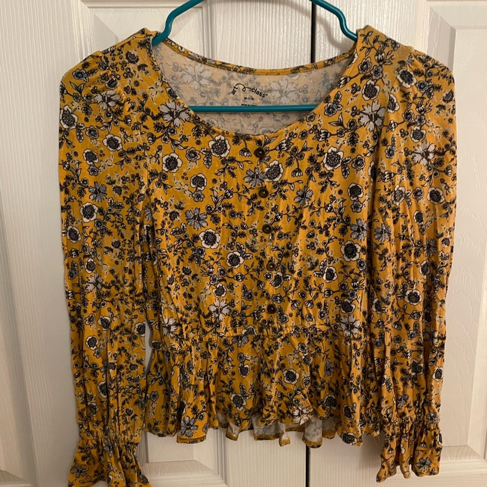 Yellow Floral Baby Doll Long Sleeve
